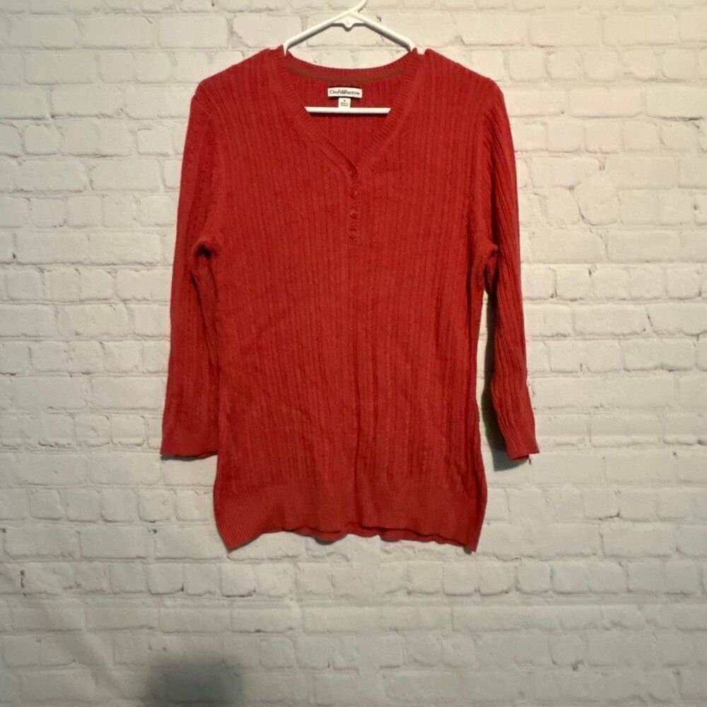 Croft & Barrow Women’s Cable Knit Henley Sweater – Size Medium 🍂✨